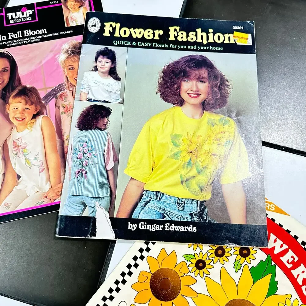 x3 1980s Floral Flowers Iron on Transfer Craft Book set  - Granny shirt